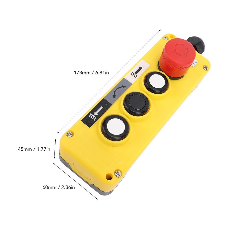 Fockety Hoist Crane Push Button Switch, 3 Keys Rainproof Crane Pendant Control Station UP Down Hoist Push Button Switch with M20 x 1.5 Water Proof Connector, Emergency Stop - Image 4